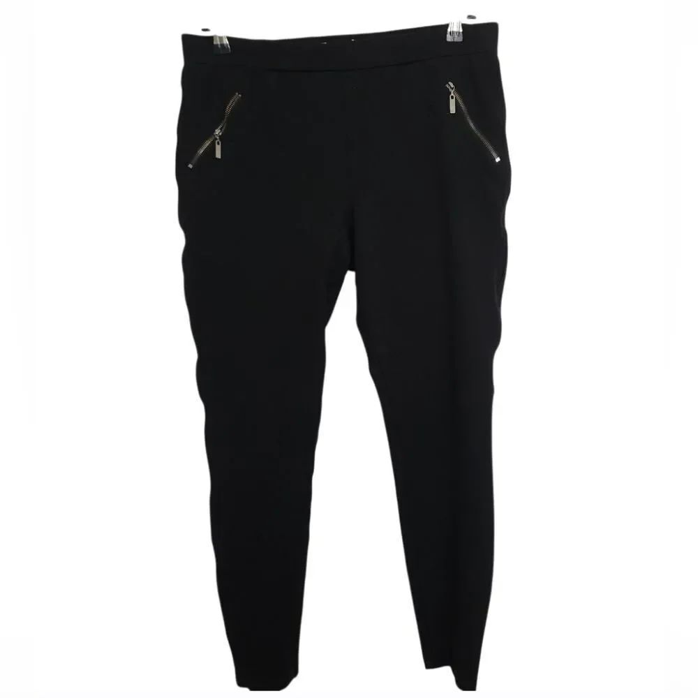 Matty M Black Women's Zip Front Pocket Detail Pull-On Stretch Leggings Size XL6
